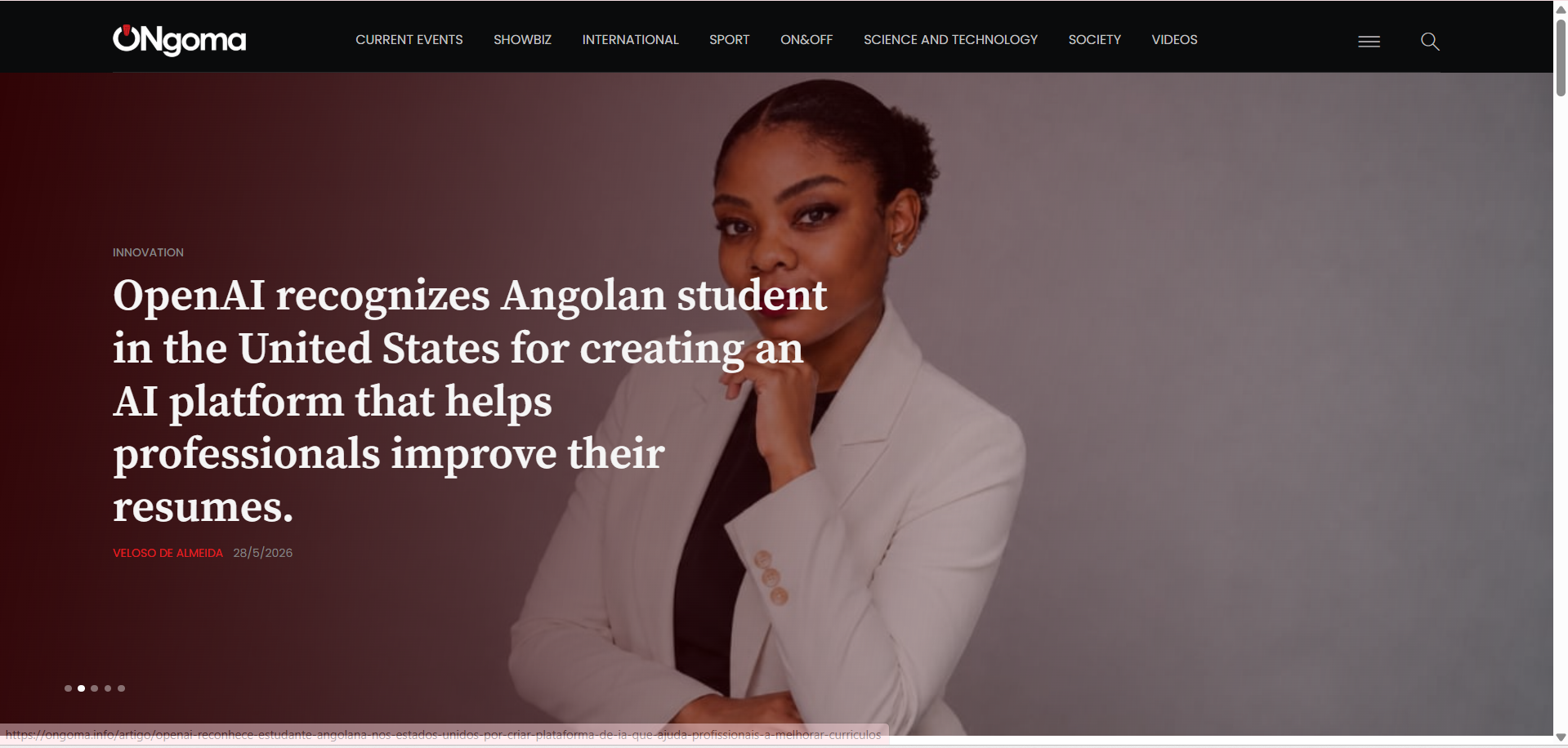 ONgoma News: OpenAI recognizes Angolan student in the U.S. for AI resume platform